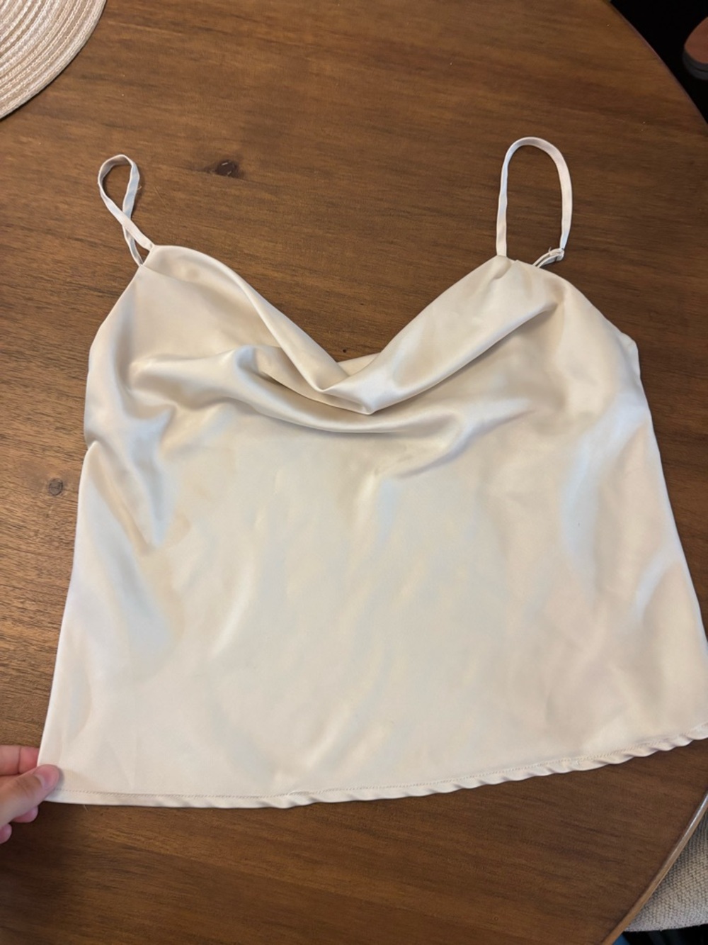 Light Cream Satin Cowl Neck Camisole